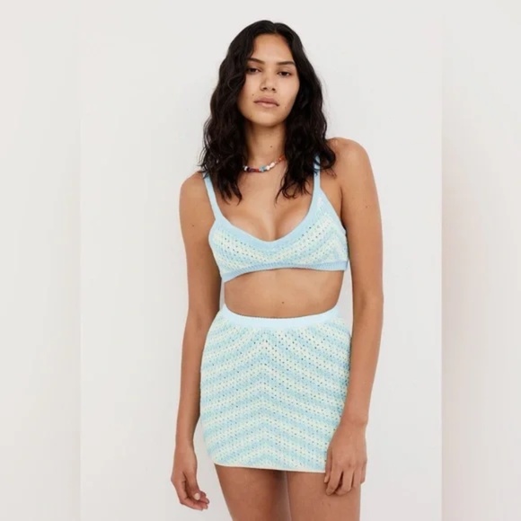 For Love And Lemons Corinna Knit Bralette Skirt Set Small - Picture 2 of 9